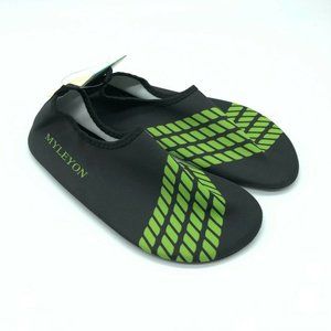 Myleyon Boys Water Shoes Slip On Fabric Geometric Black Green 36/37 US 2/3